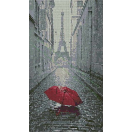 Eiffel tower and red umbrella